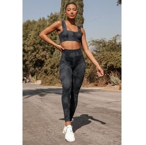 ALLFENIX Anthropologie High Waist‎ High Impact Yoga Pants Tie Dye Grey Size M